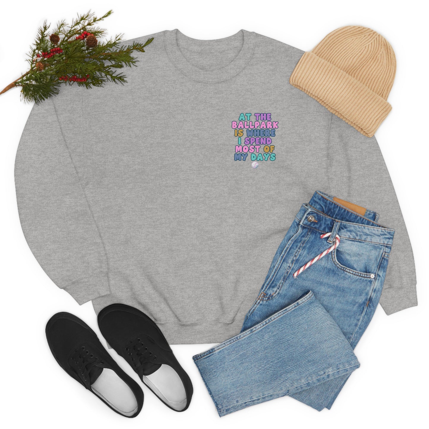 *At the Ballpark Sweatshirt Back Print *5 Colors (S-5X)