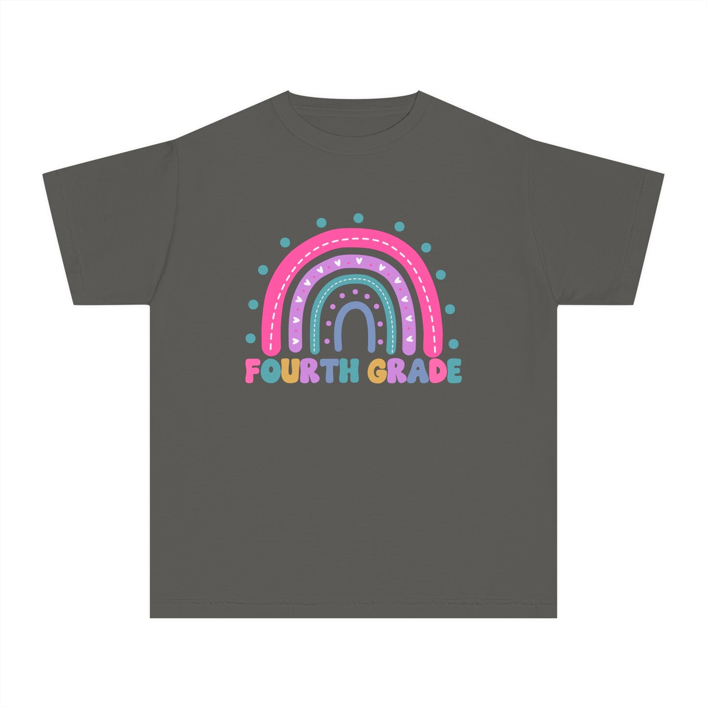 *Youth Personalized FOURTH Grade Rainbow Tee *8 Colors (XS-XL)