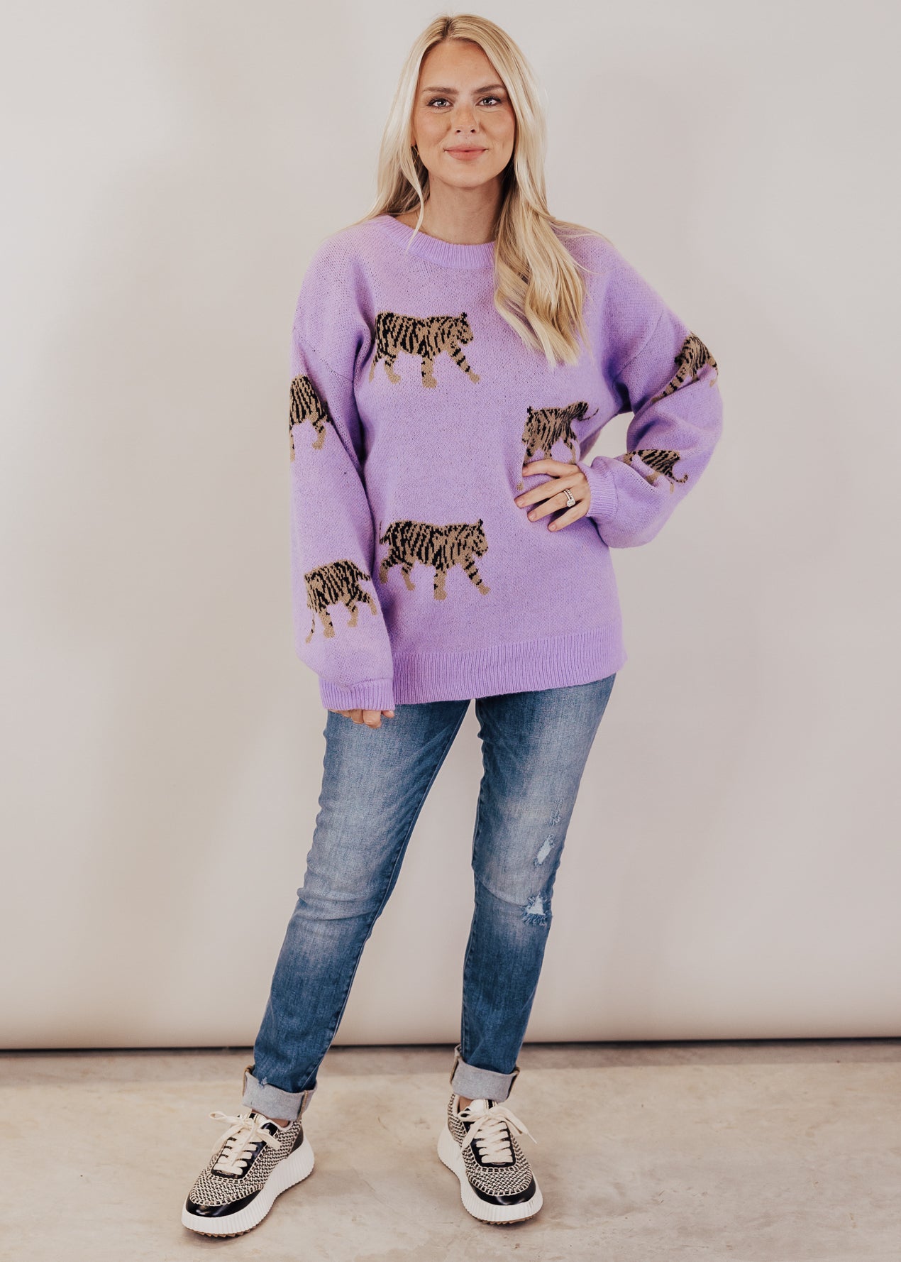 Tiger Purple Sweater (S-XL) *PURPLE
