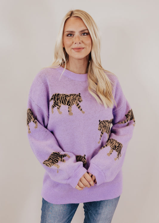 Tiger Purple Sweater (S-XL) *PURPLE