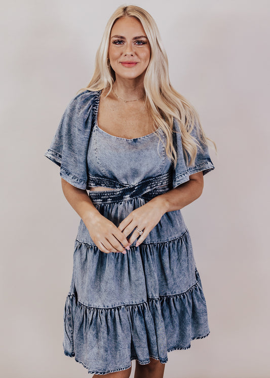 Cut Out Denim Dress