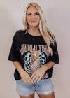 #61 Relaxed Distressed World Tour Top (S-3X) *BLACK