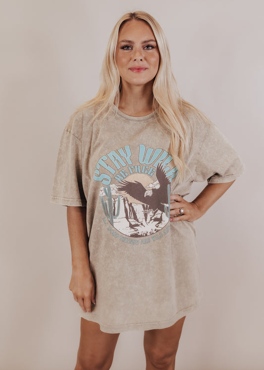 #64 Relaxed Stay Wild Top (S-3X) *MINERAL MOCHA