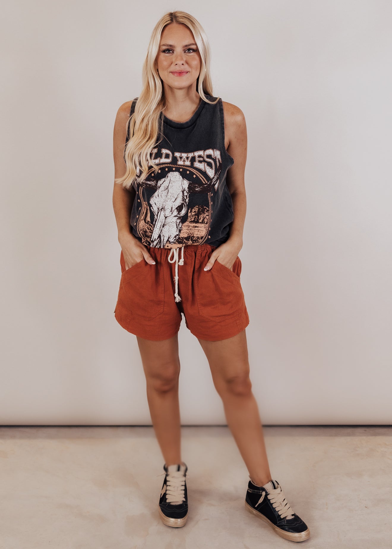 Rope Belt Shorts *RUST