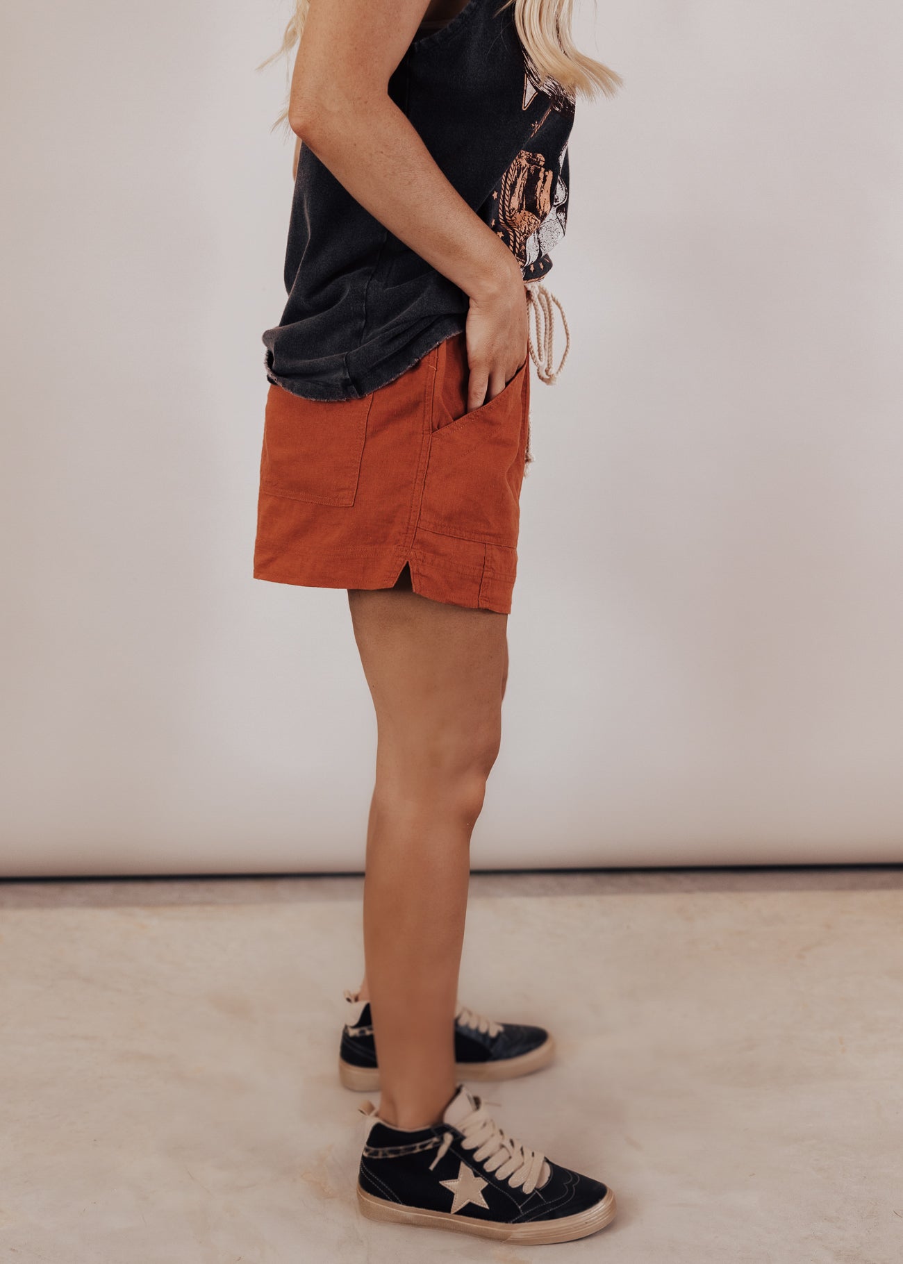 Rope Belt Shorts *RUST