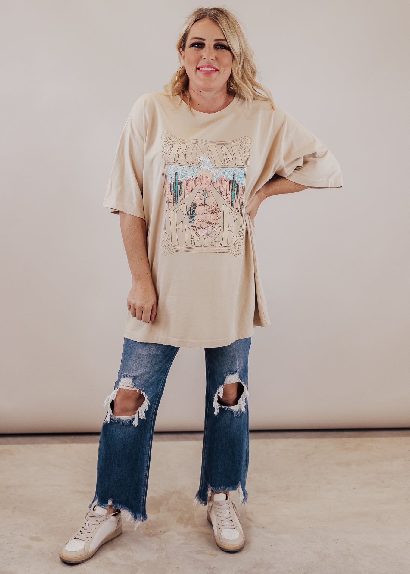 #91 Oversized Roam Free Top (CAN FIT XL) *TAN