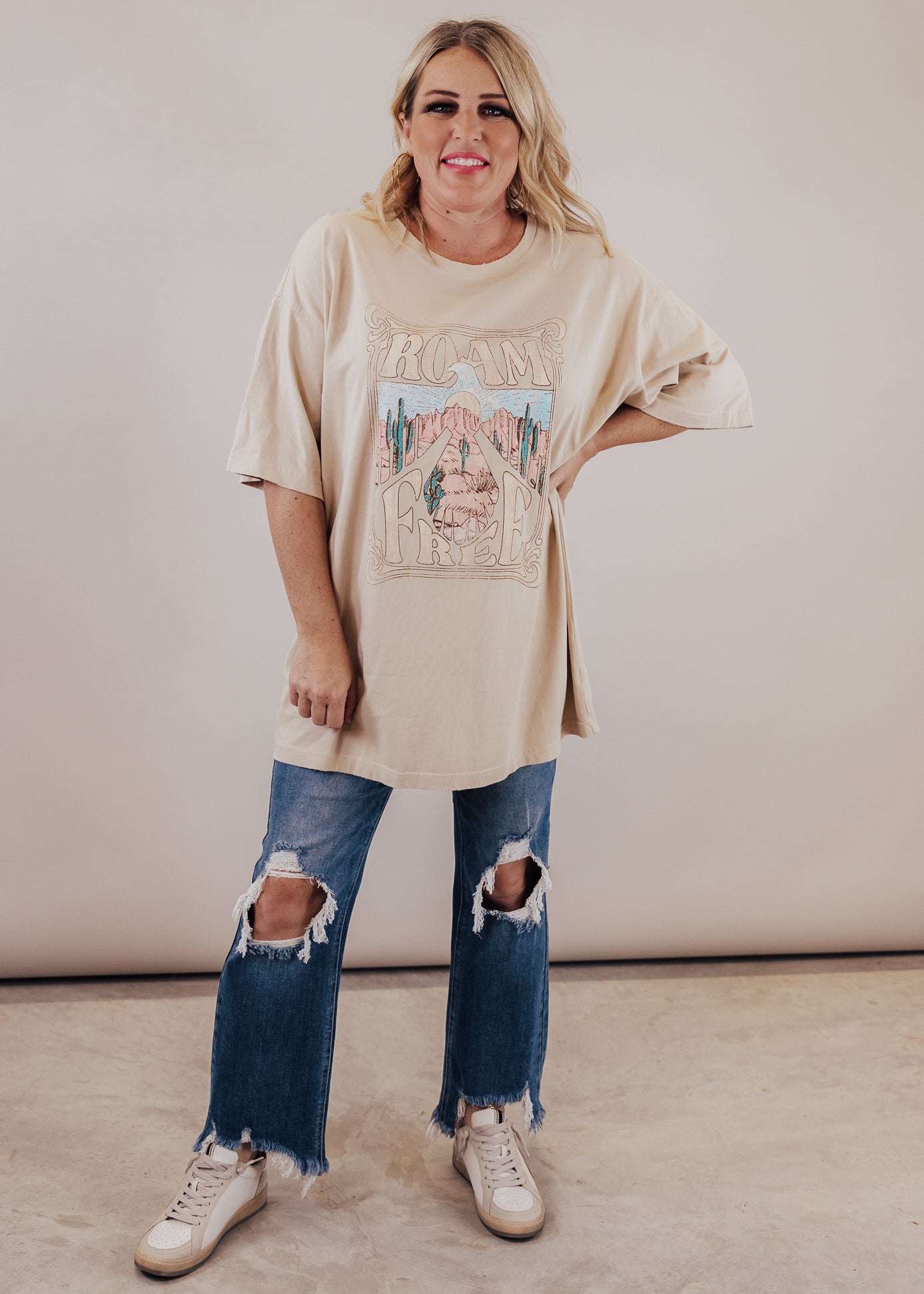 #91 Oversized Roam Free Top (CAN FIT XL) *TAN