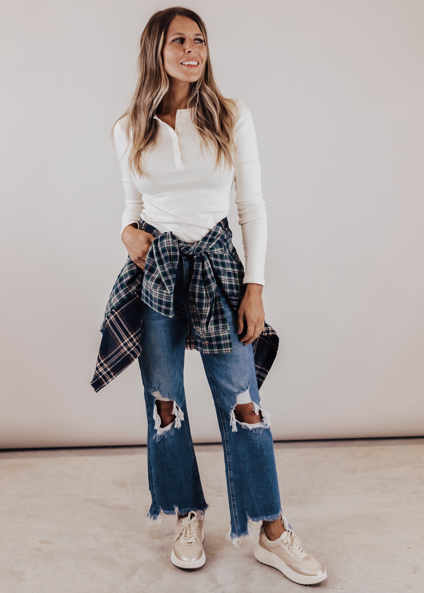 Ingrid Fitted Button Top *CREAM