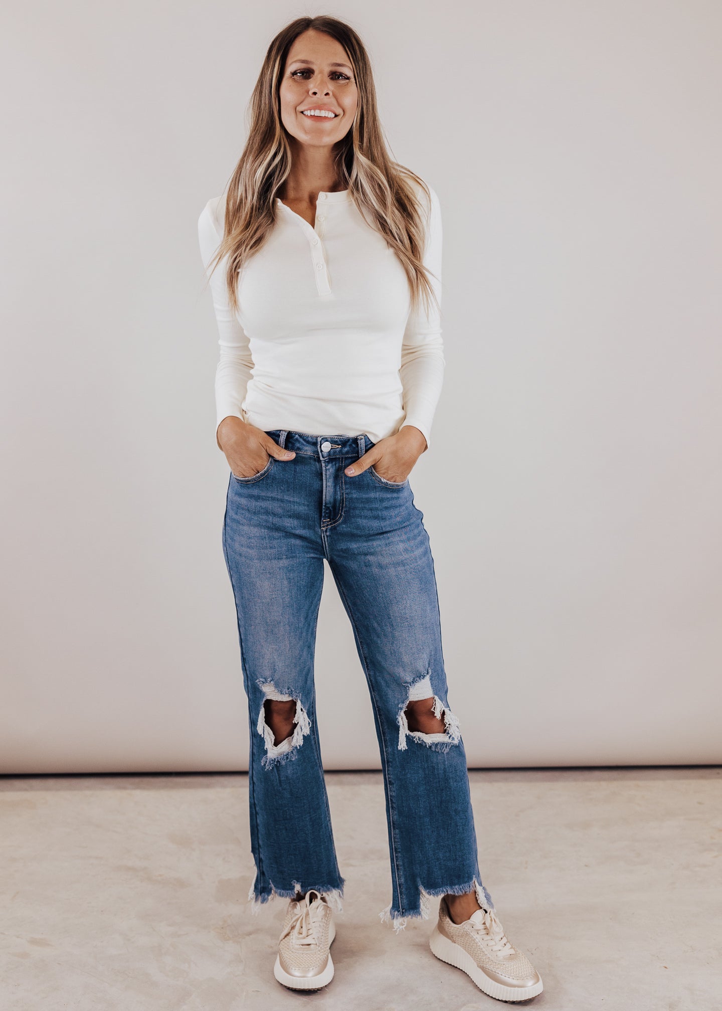 Ingrid Fitted Button Top *CREAM