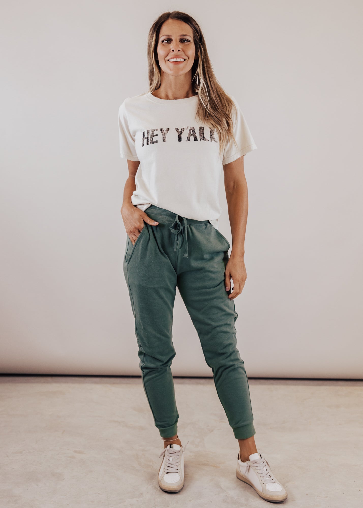 SMALL: #93 Hey Y'all Top *KHAKI