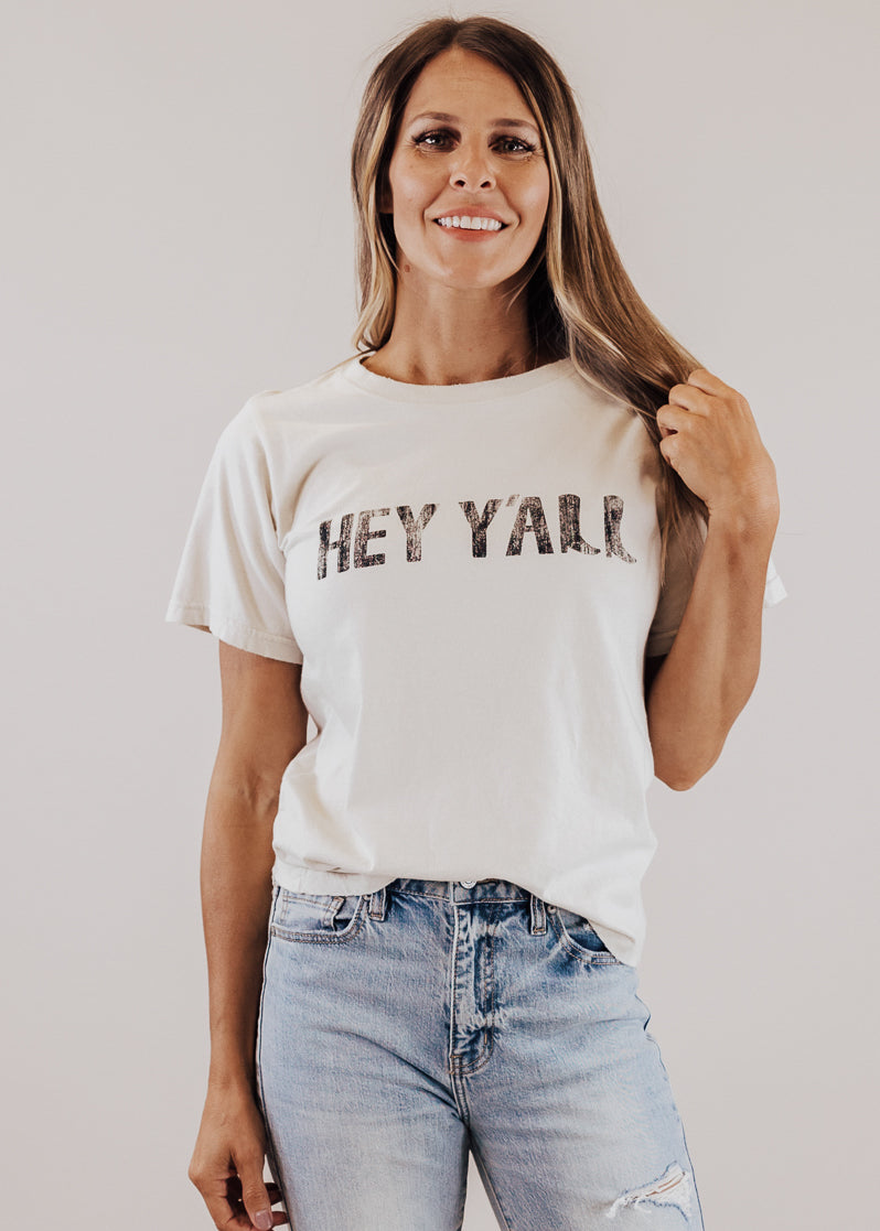 SMALL: #93 Hey Y'all Top *KHAKI