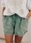 Bleach Splatter Shorts *JUNIPER GREEN