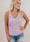 Malls Fitted V-Neck Tank *PURPLE