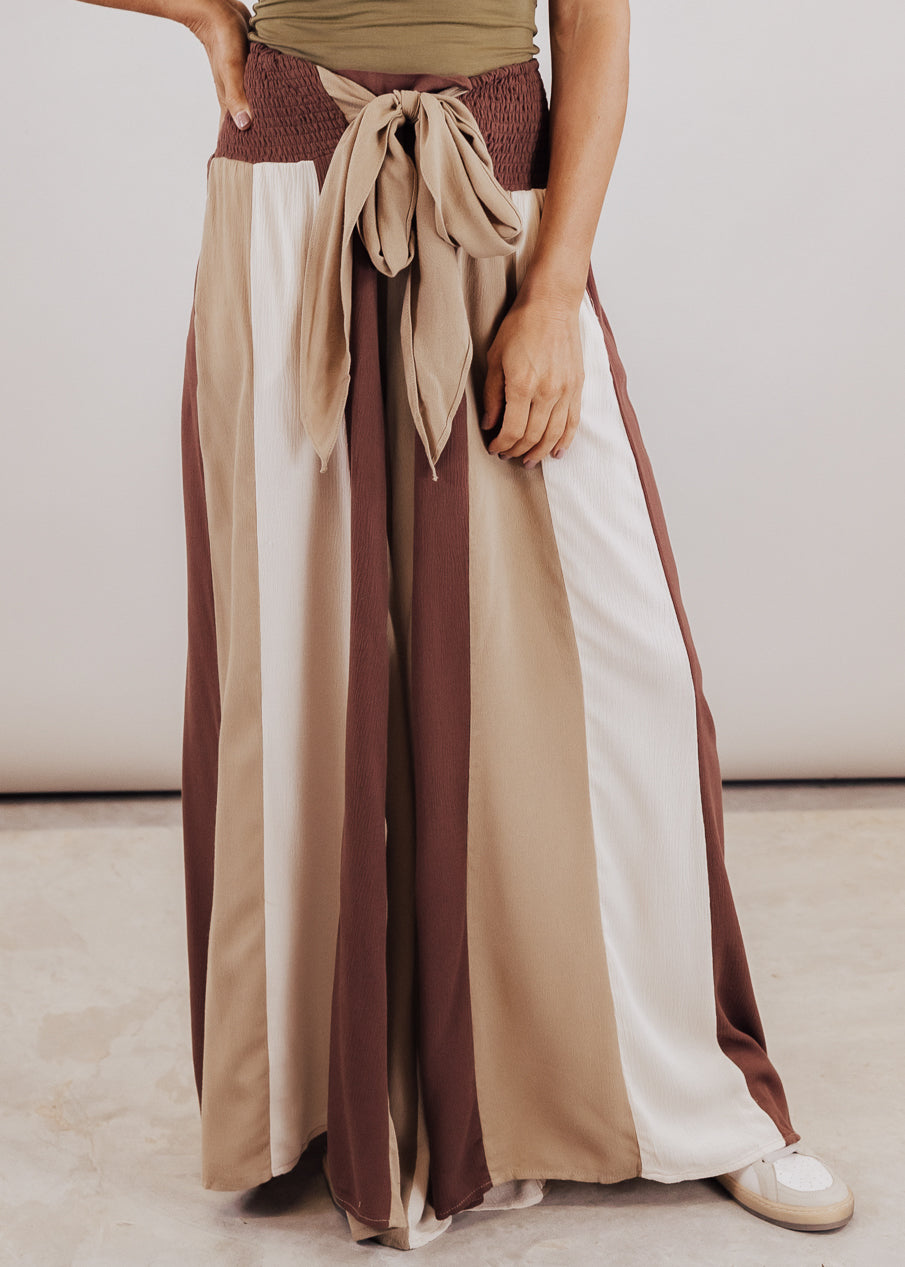 Wide Leg Patch Work Pants *BROWN/OLIVE/CREAM