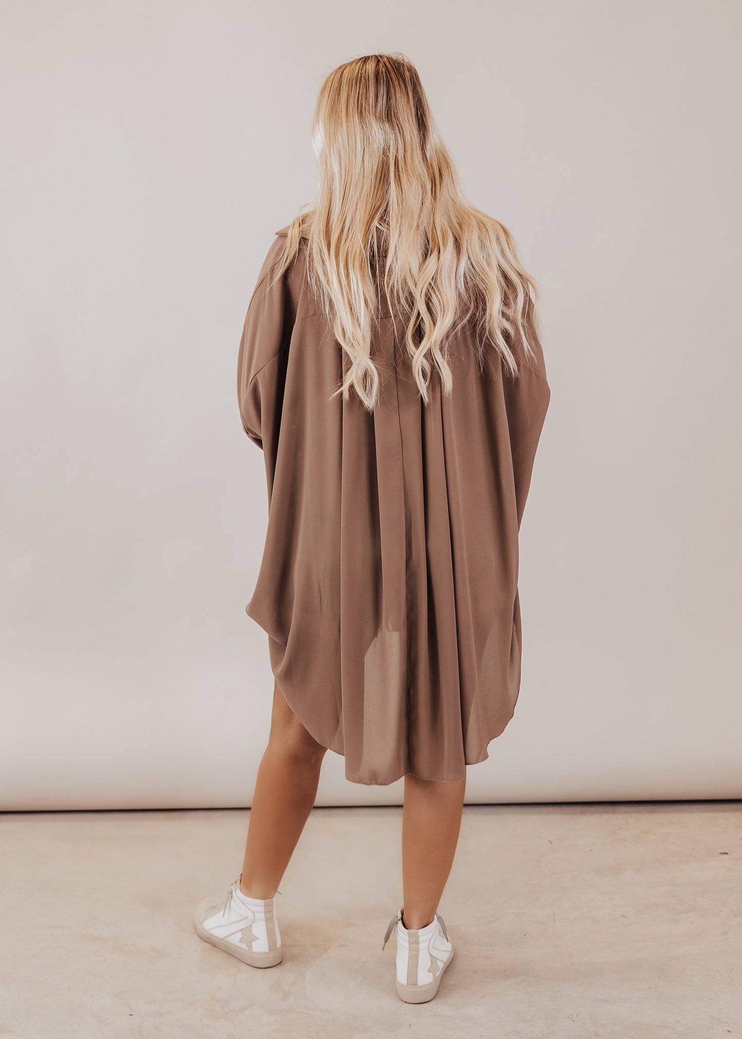 Zani Oversized Button Tunic Top (CAN FIT XL) *MOCHA