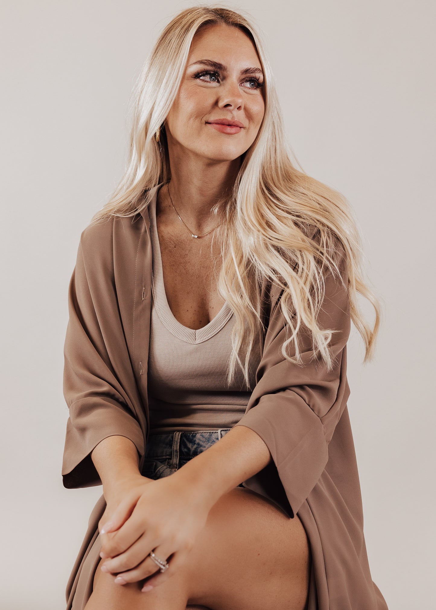 Zani Oversized Button Tunic Top (CAN FIT XL) *MOCHA