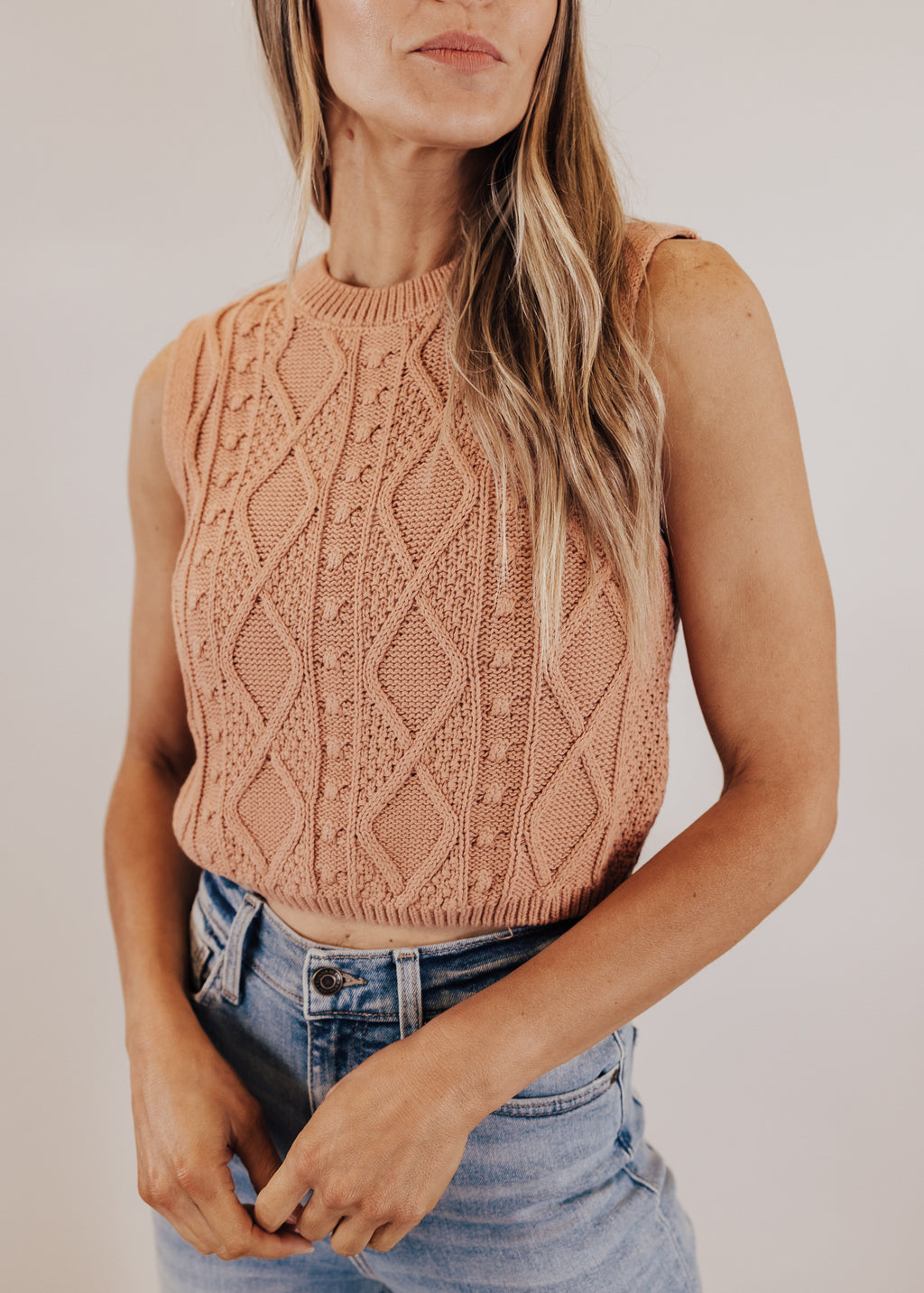 Cable Knit Crop Top *CLAY
