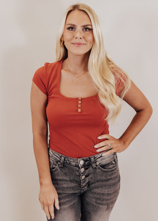 Rust Cap Sleeve Bodysuit