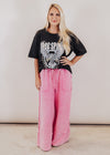 Relaxed Terry Wide Leg Pants (CAN FIT XL) *PINK