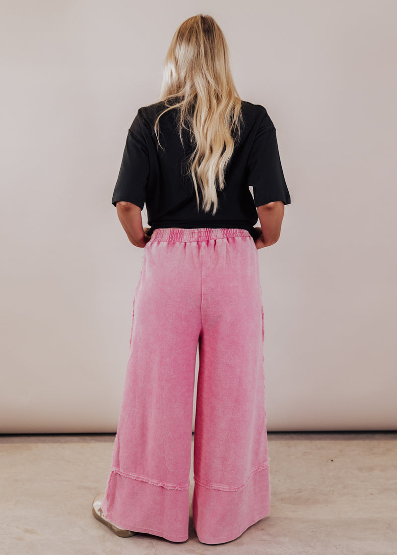 Relaxed Terry Wide Leg Pants (CAN FIT XL) *PINK