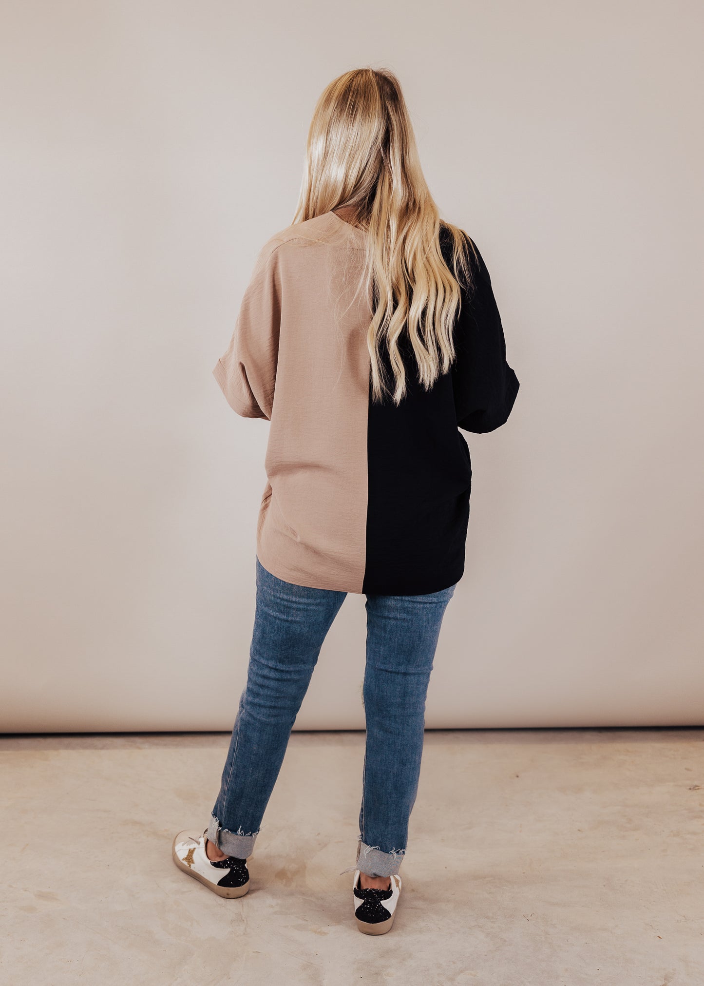 Whitney Color Block Top *BLACK/TAUPE