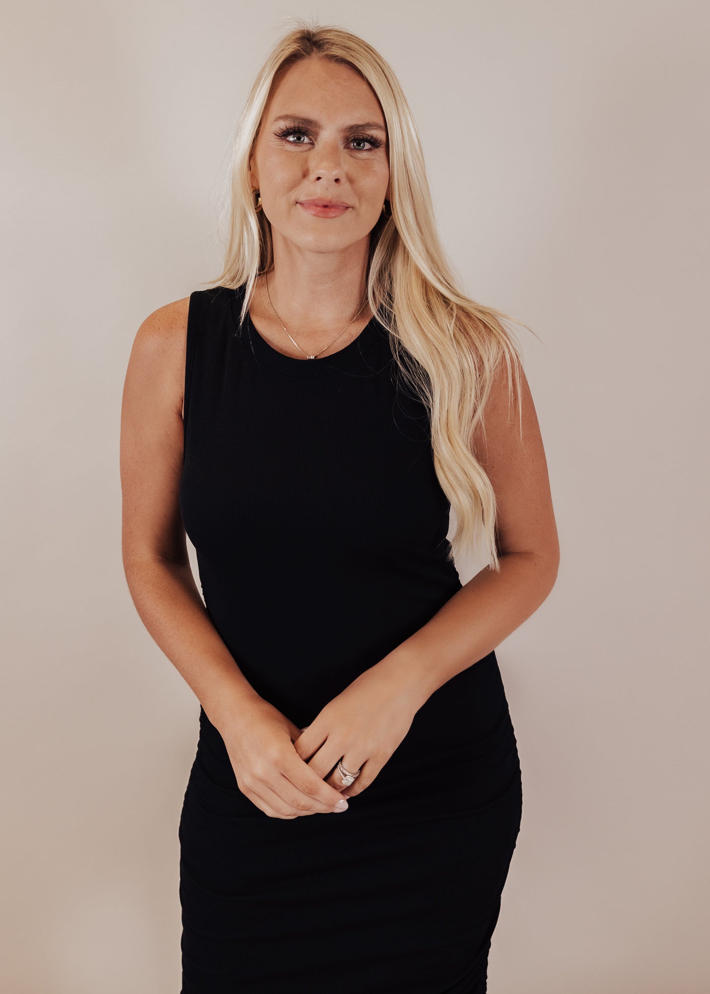 SMALL: Jacob Fitted Rib Cinch Dress *BLACK