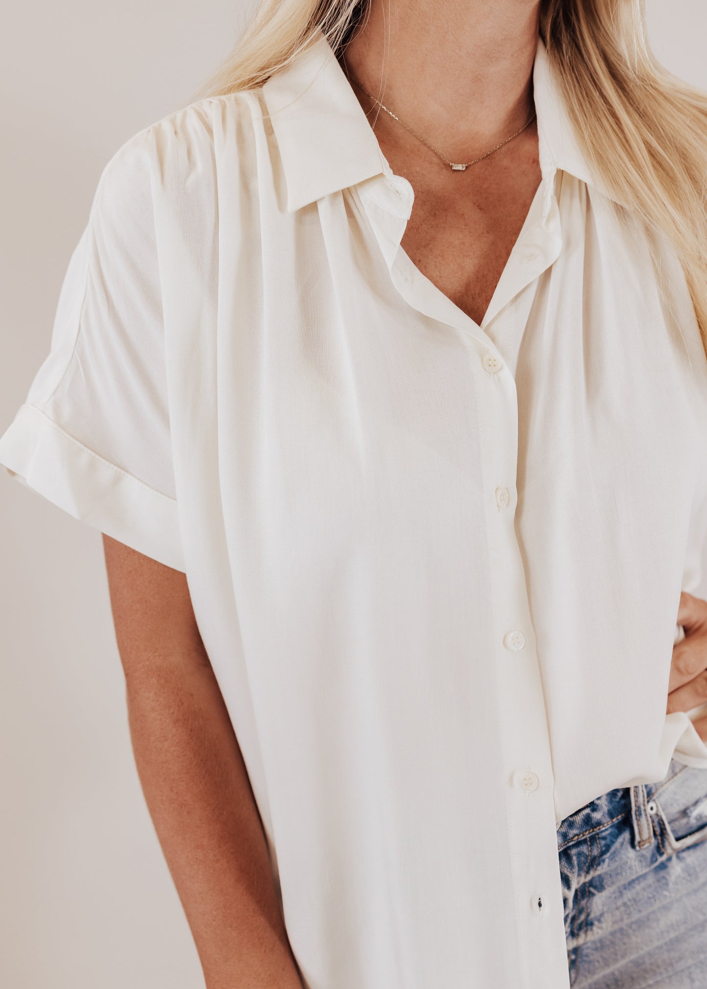 MEDIUM: Josie Button Down Top *CREAM