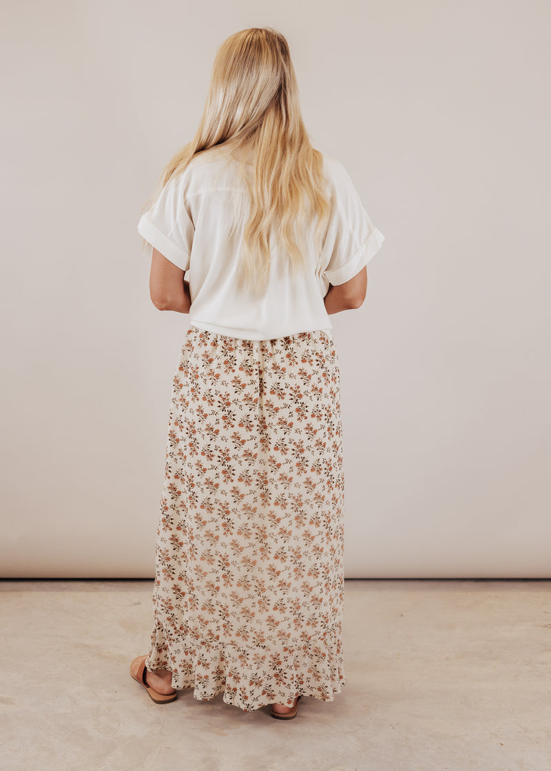 Magnolia Cream/Rust Floral Skirt (S-2X)