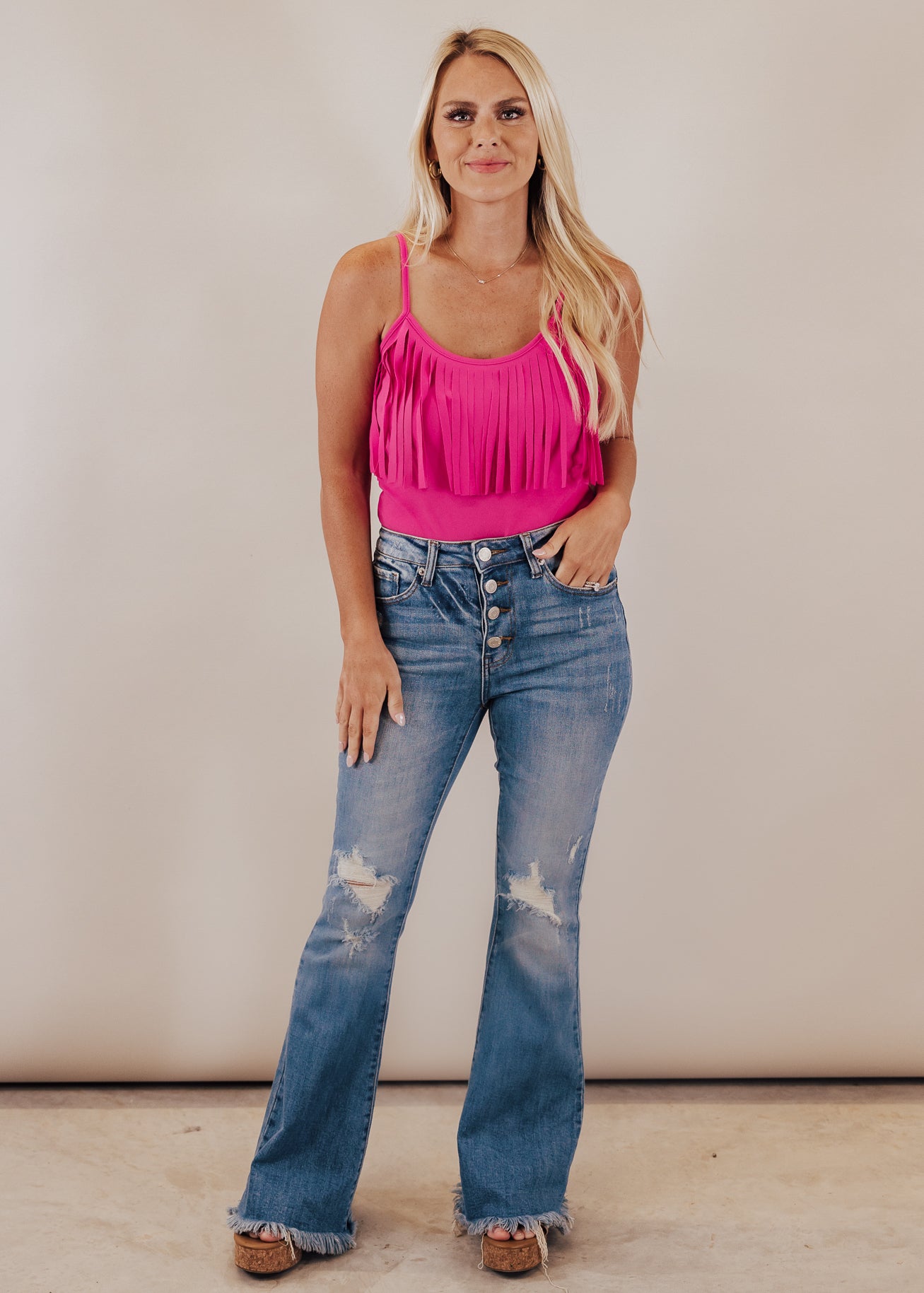 Fringe Bodysuit *PINK