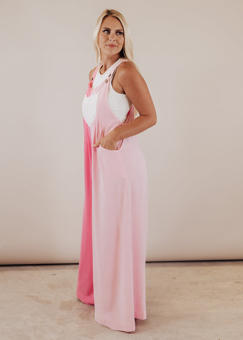 Color Block Pink Jumpsuit (S-XL)