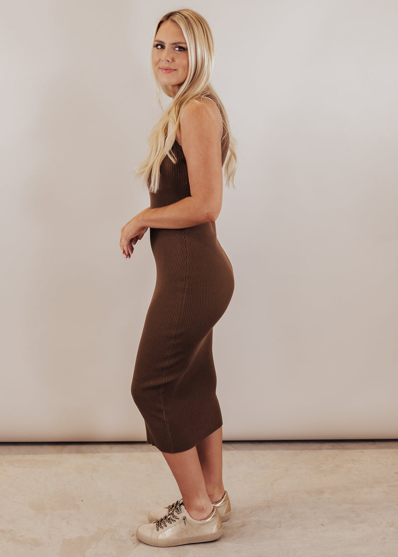 Bret Fitted Ribbed Dress *BROWN