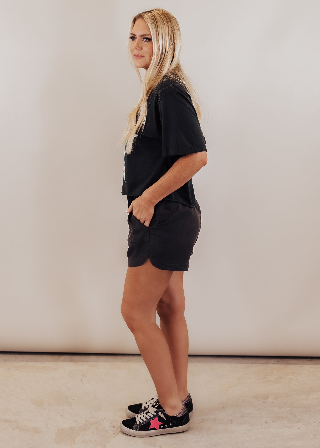 Dusty Tencel Shorts *DARK CHARCOAL