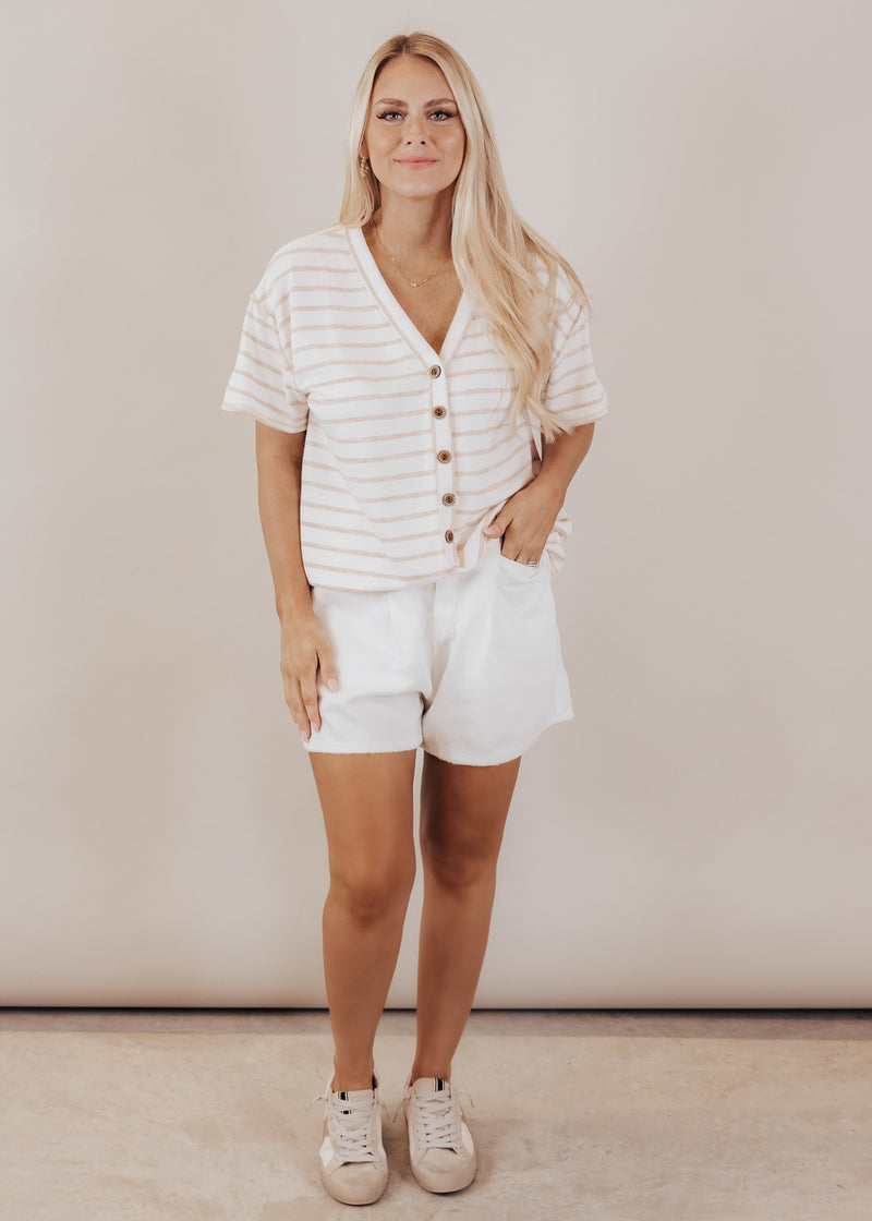 SMALL: Relaxed Rosie Stripe Top (S-XL) *IVORY/SAND