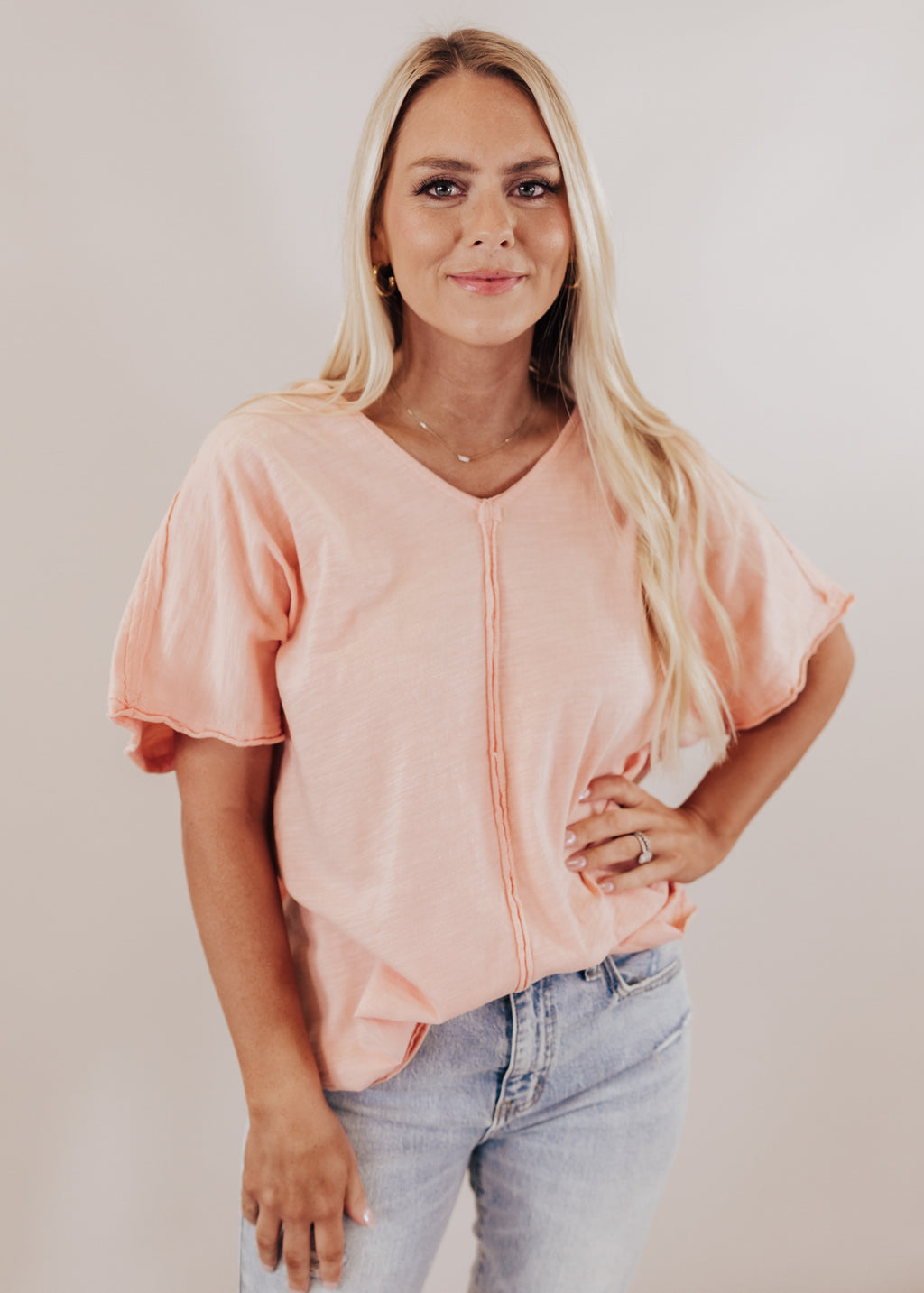 Relaxed Kylie Top (CAN FIT XL) *PEACH
