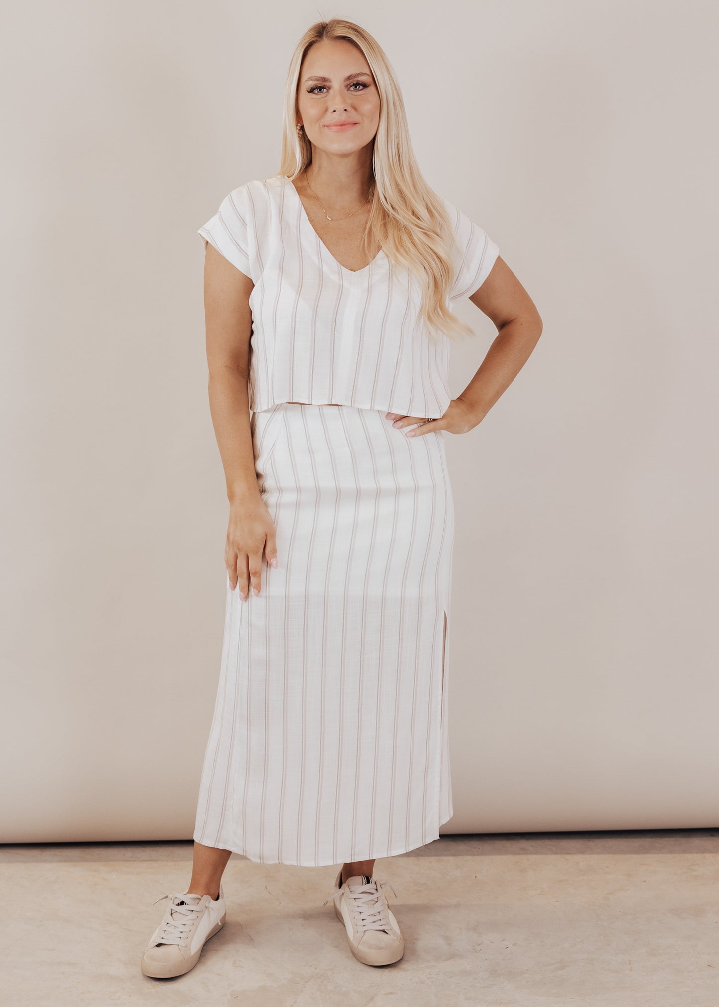 Ivory Stripe Skirt
