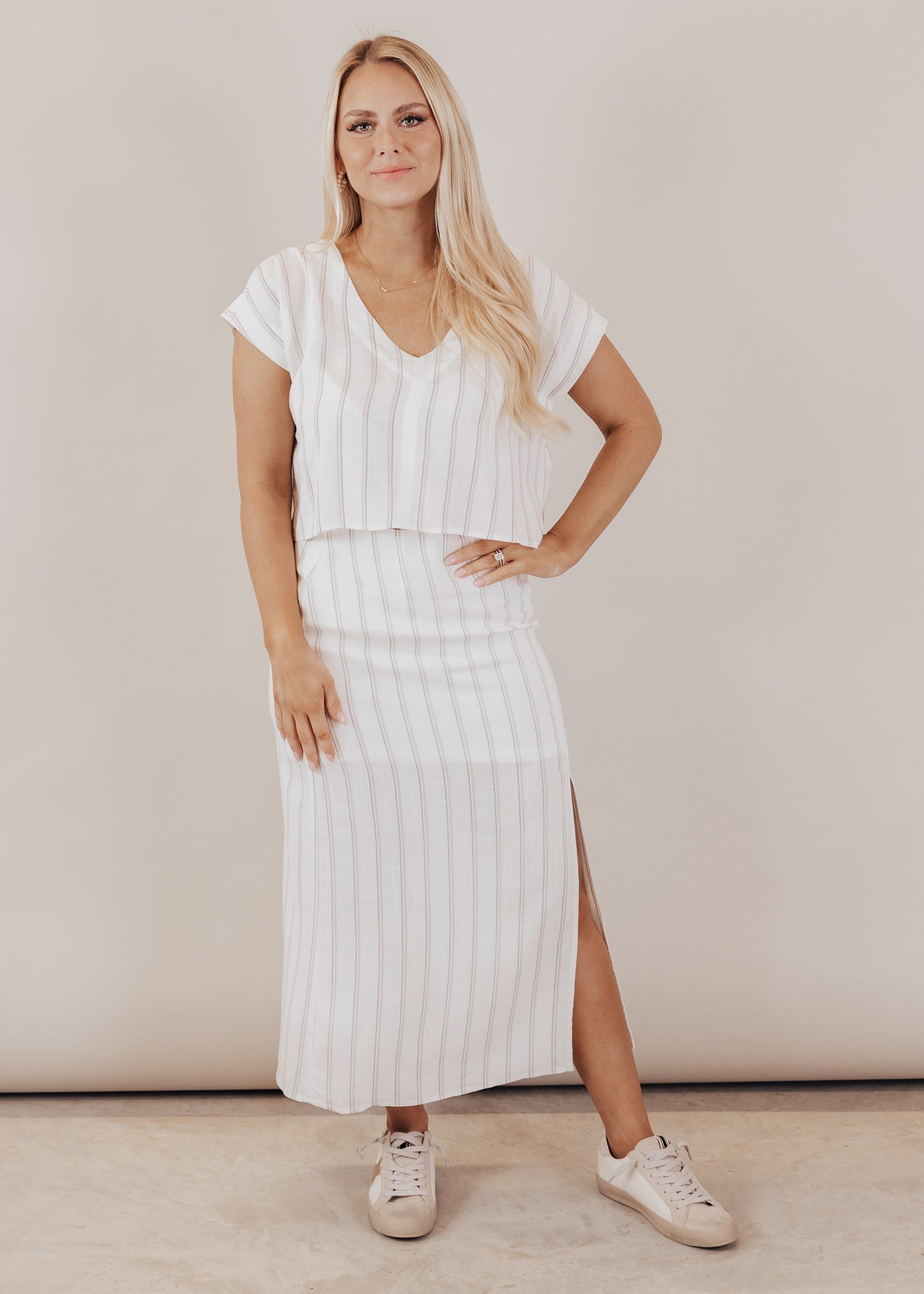 Ivory Stripe Skirt