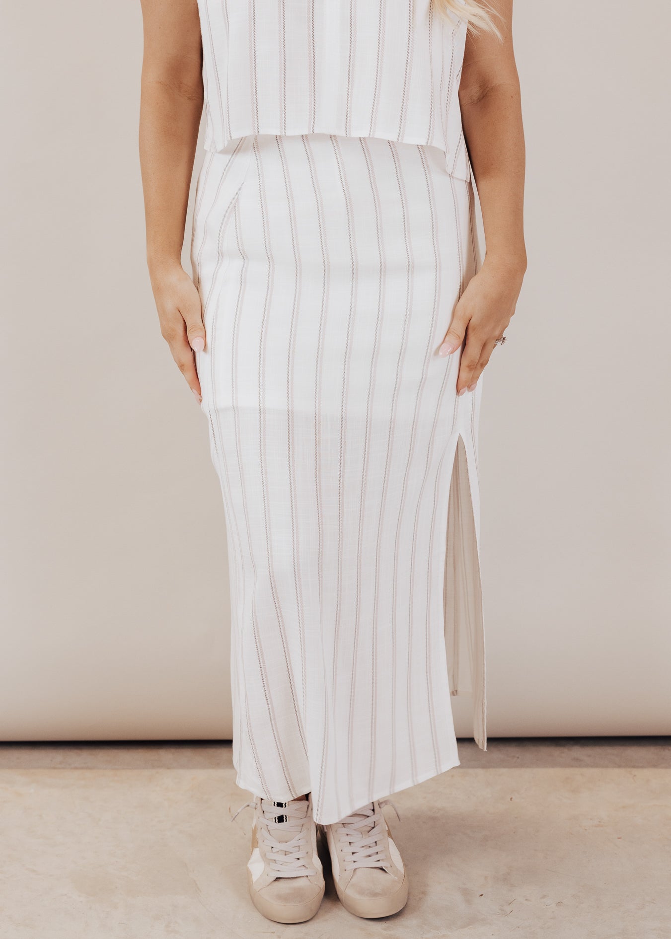 Ivory Stripe Skirt