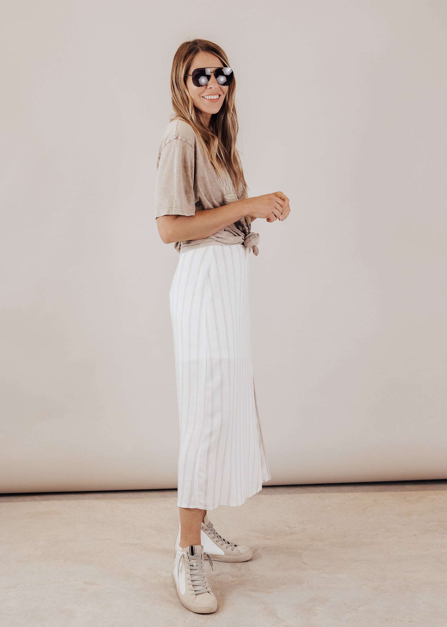 Ivory Stripe Skirt