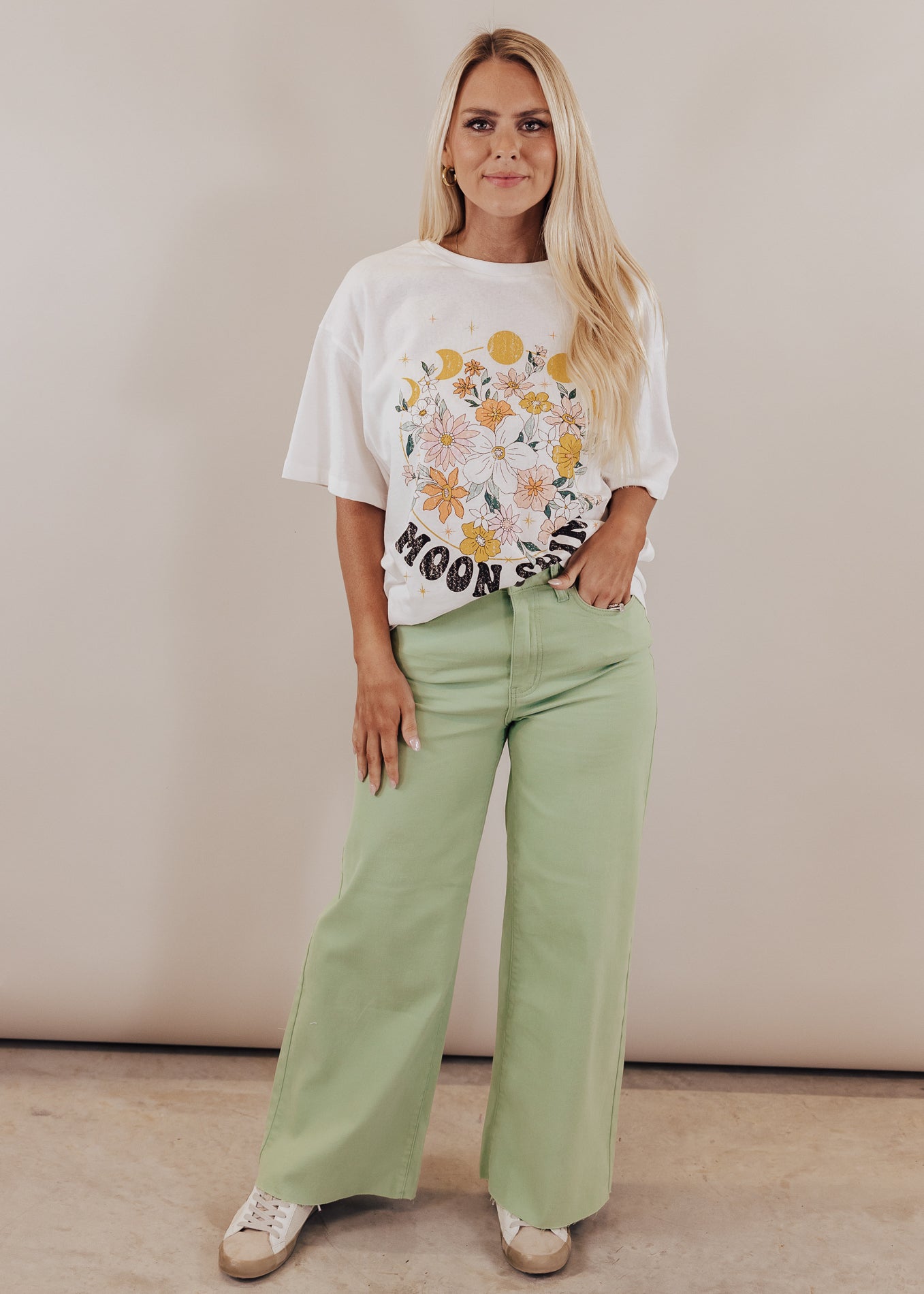 Wide Leg Light Green Pants
