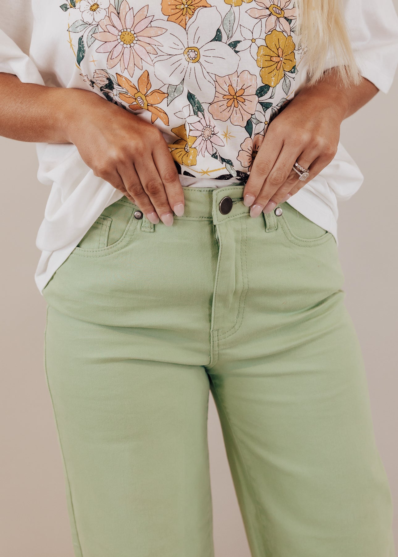 Wide Leg Light Green Pants