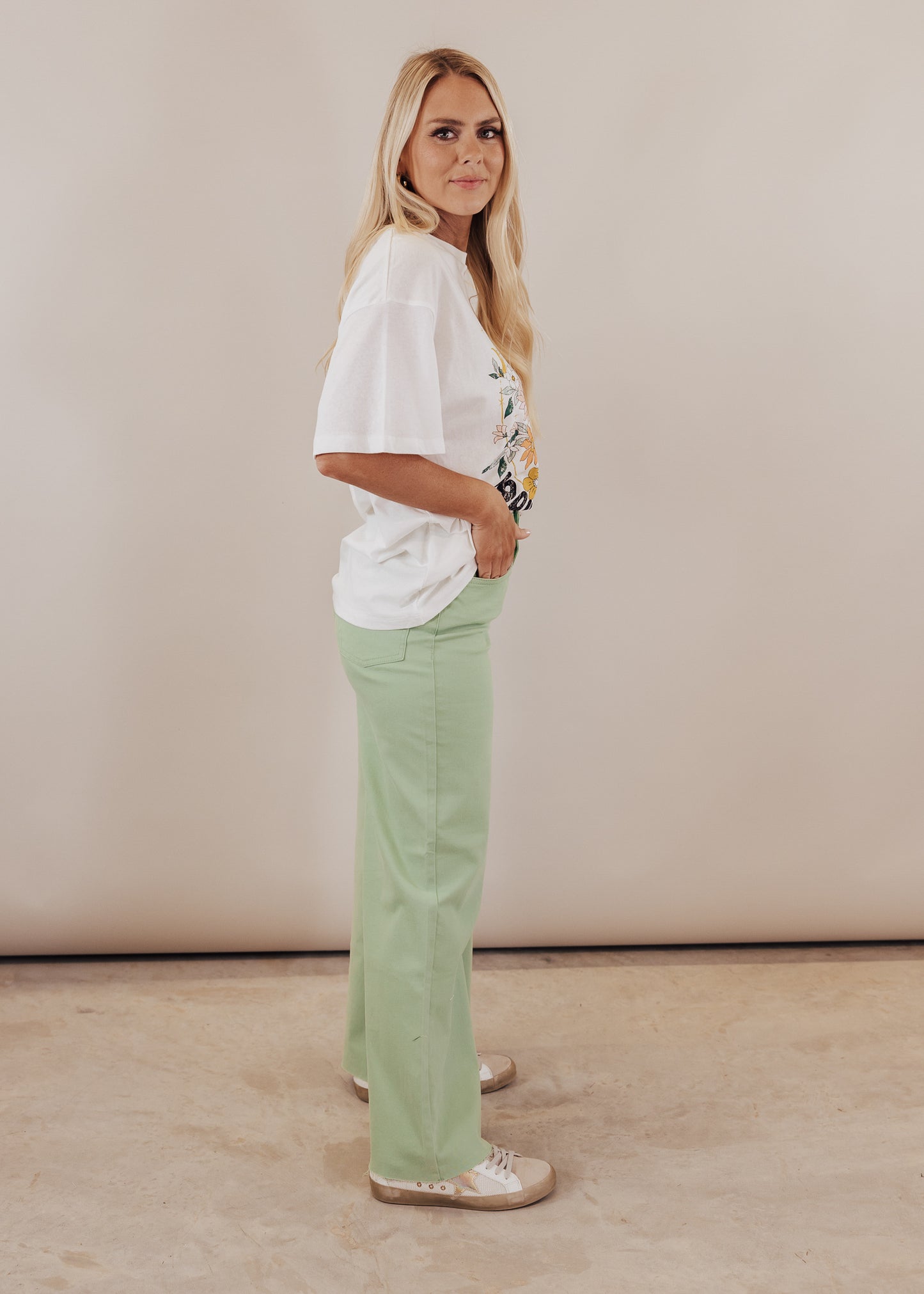 Wide Leg Light Green Pants