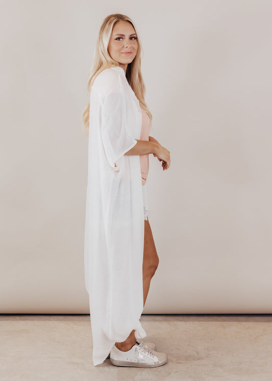 Farrah Long Button Down Coverup *OFF WHITE