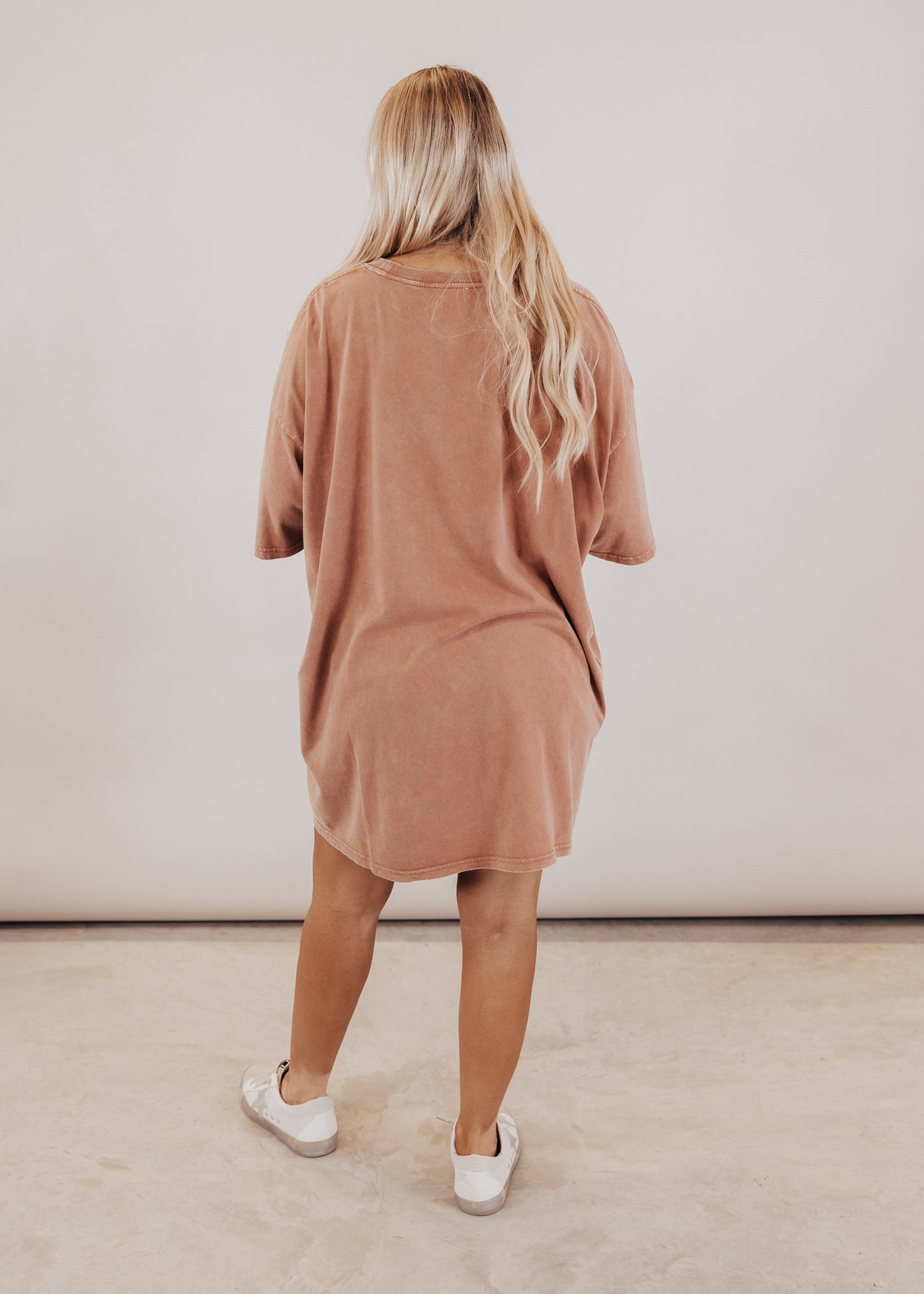 Oversized Distressed Floral Peace Long Top (S-3X) *COCOA