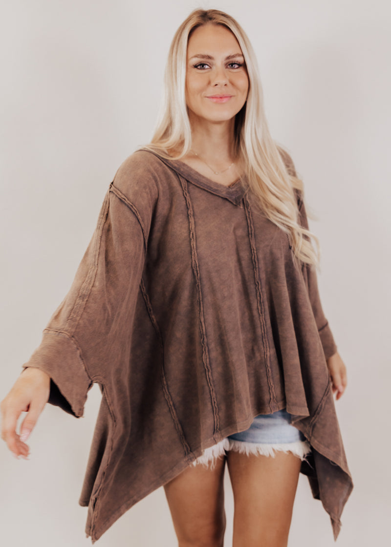 Oversized Sharkbite Top *MINERAL CHARCOAL/BROWN