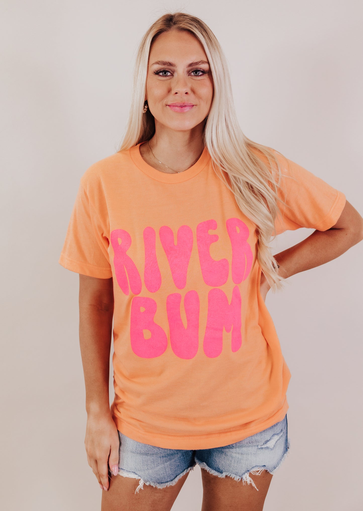 S, M, L, 2X, 3X: River Bum Tee *Cantaloupe (S-3X)