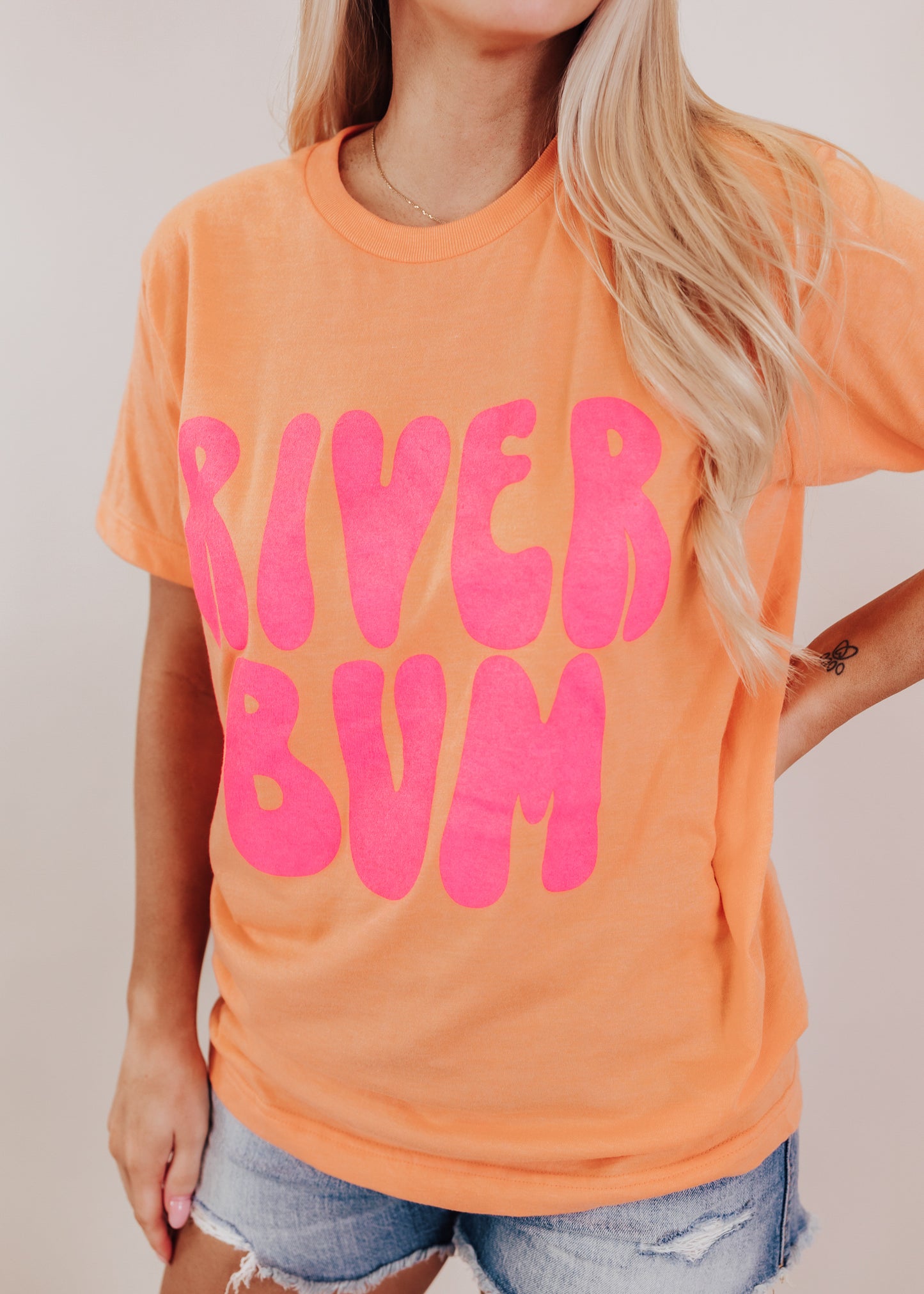 S, M, L, 2X, 3X: River Bum Tee *Cantaloupe (S-3X)