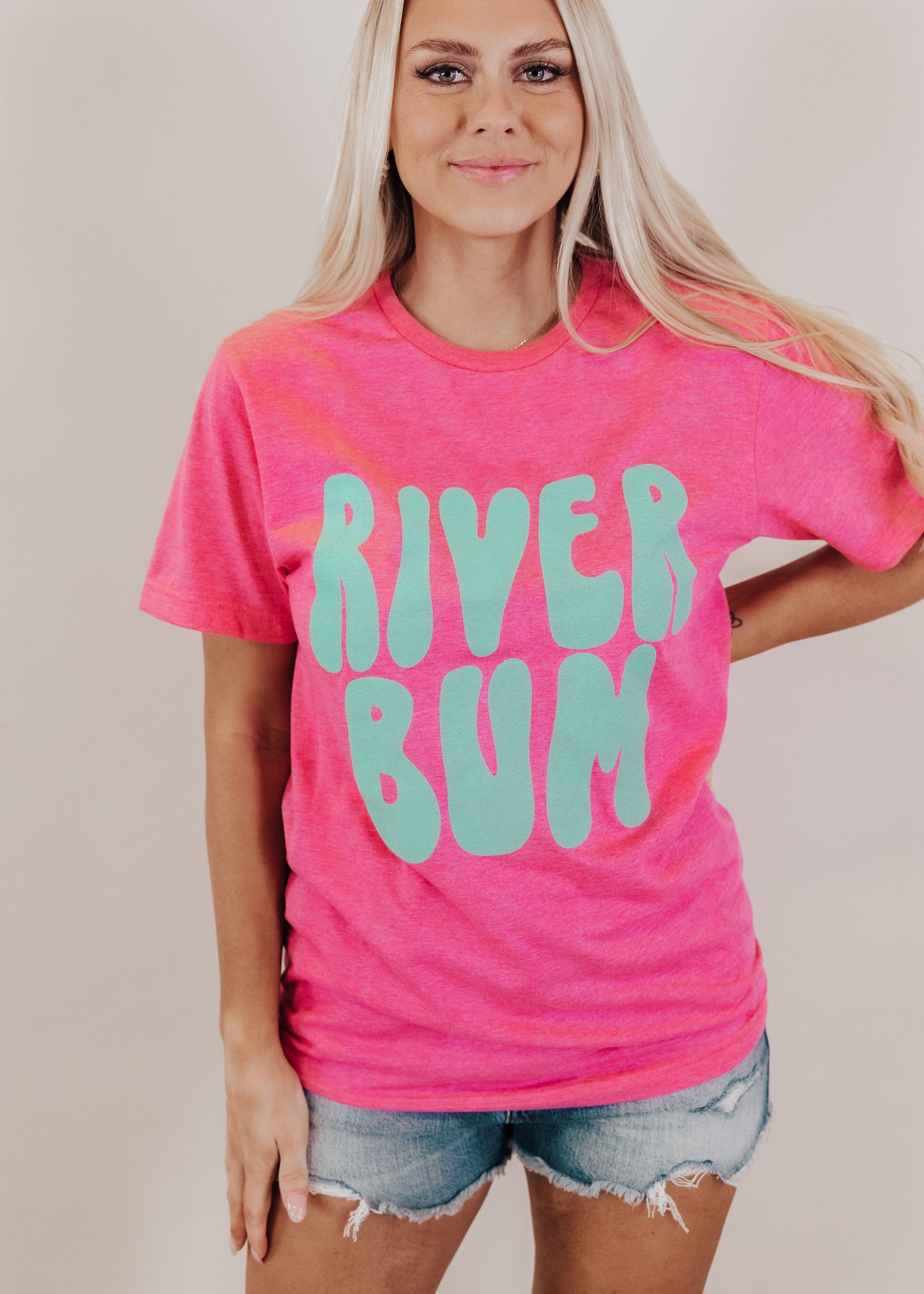 XL, 2X, 3X: River Bum Tee *Pink (S-3X)