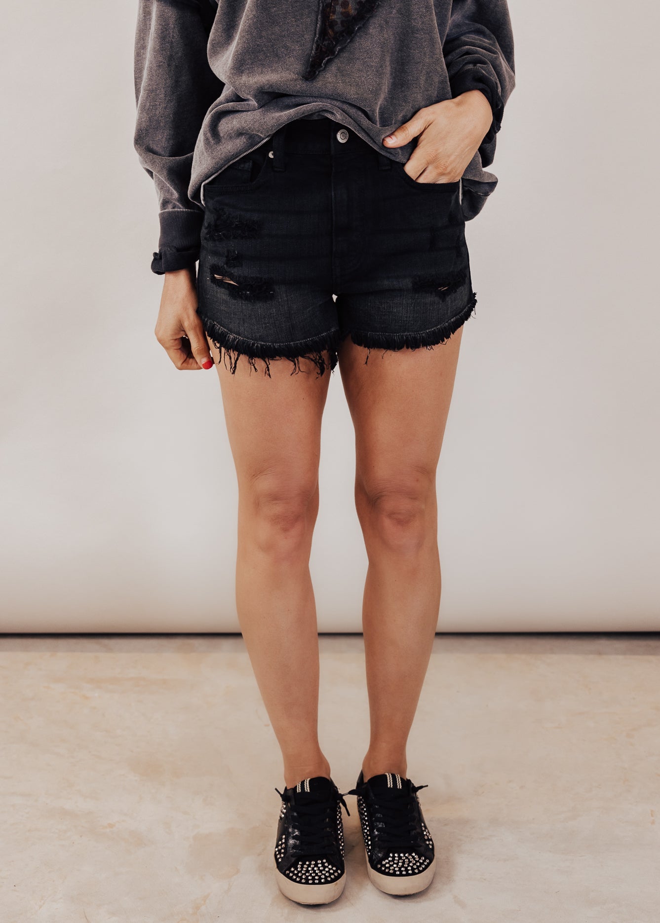 SIZE XS, S, 3X: Eunina Saxton Shorts (XS-3X) *BLACK WASH