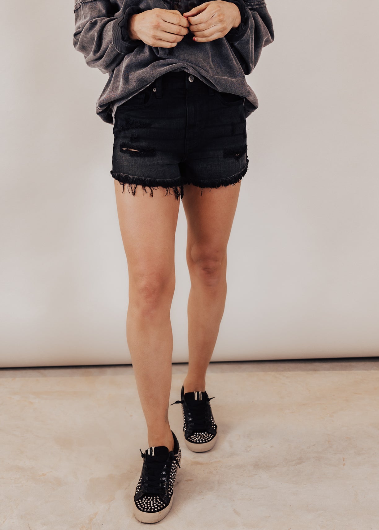 SIZE XS, S, 3X: Eunina Saxton Shorts (XS-3X) *BLACK WASH
