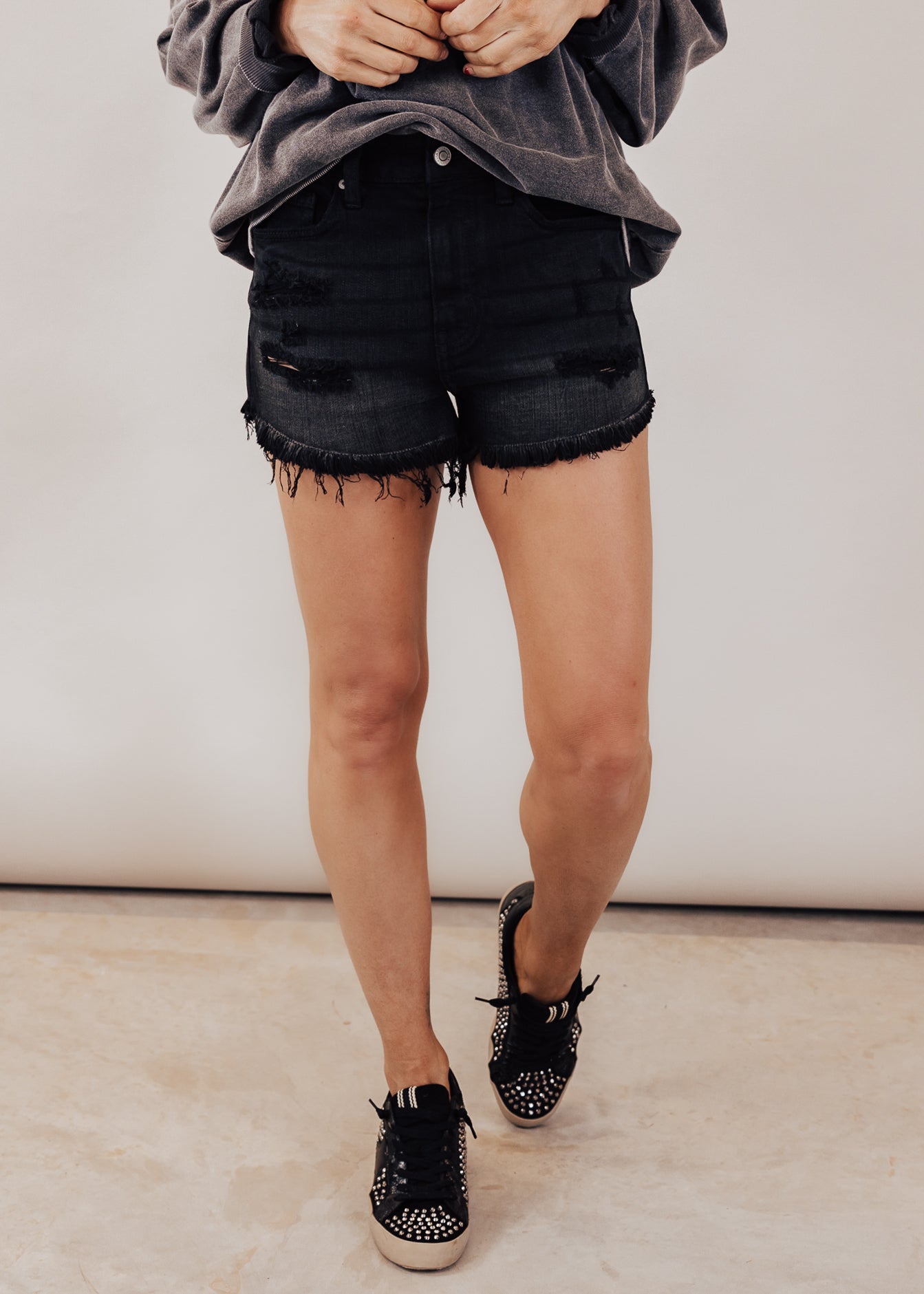 SIZE XS, S, 3X: Eunina Saxton Shorts (XS-3X) *BLACK WASH